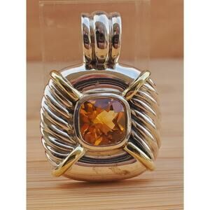 David Yurman Citrine Thoroughbred Pendant 4 Necklace 925, NO CHAIN